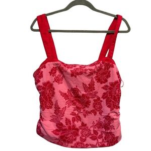 Free People Hot Pink Combo 2 Tone Floral Crop Top